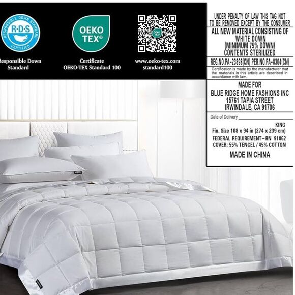 New Beautyrest Tencel & Cotton Breathable Down Blanket Jumbo Queen Light Warmth - Picture 5 of 9